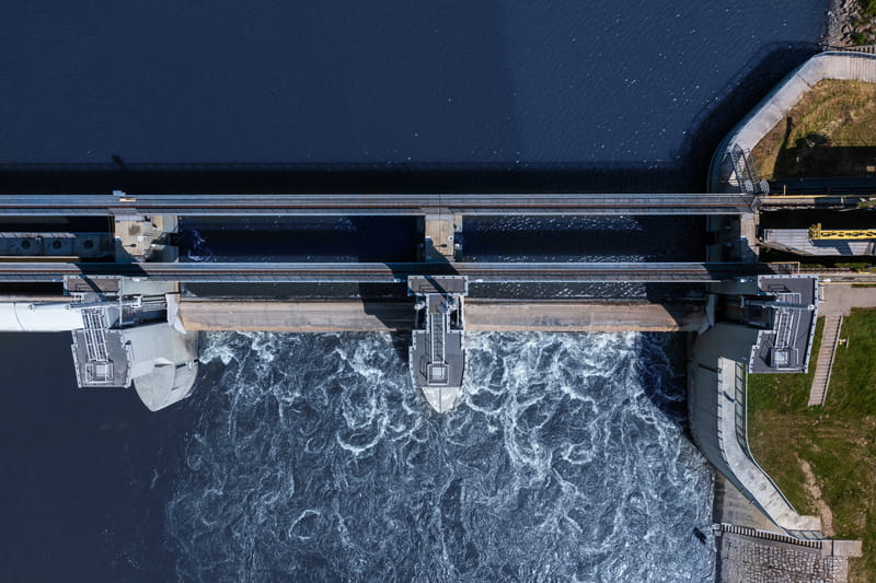 Stopień wodny z lotu ptaka